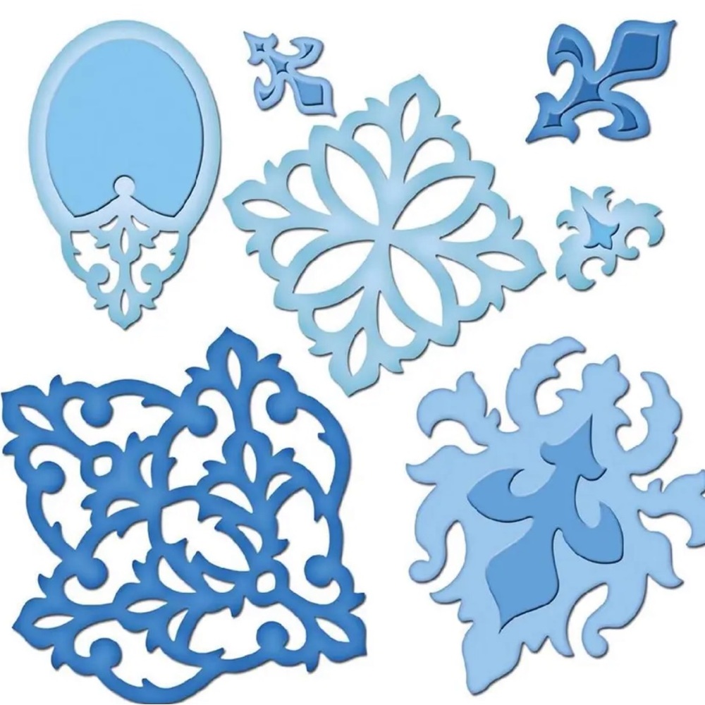 Spellbinders Shapeabilities Damask Motifs Template Set Cutting Embossing Dies.